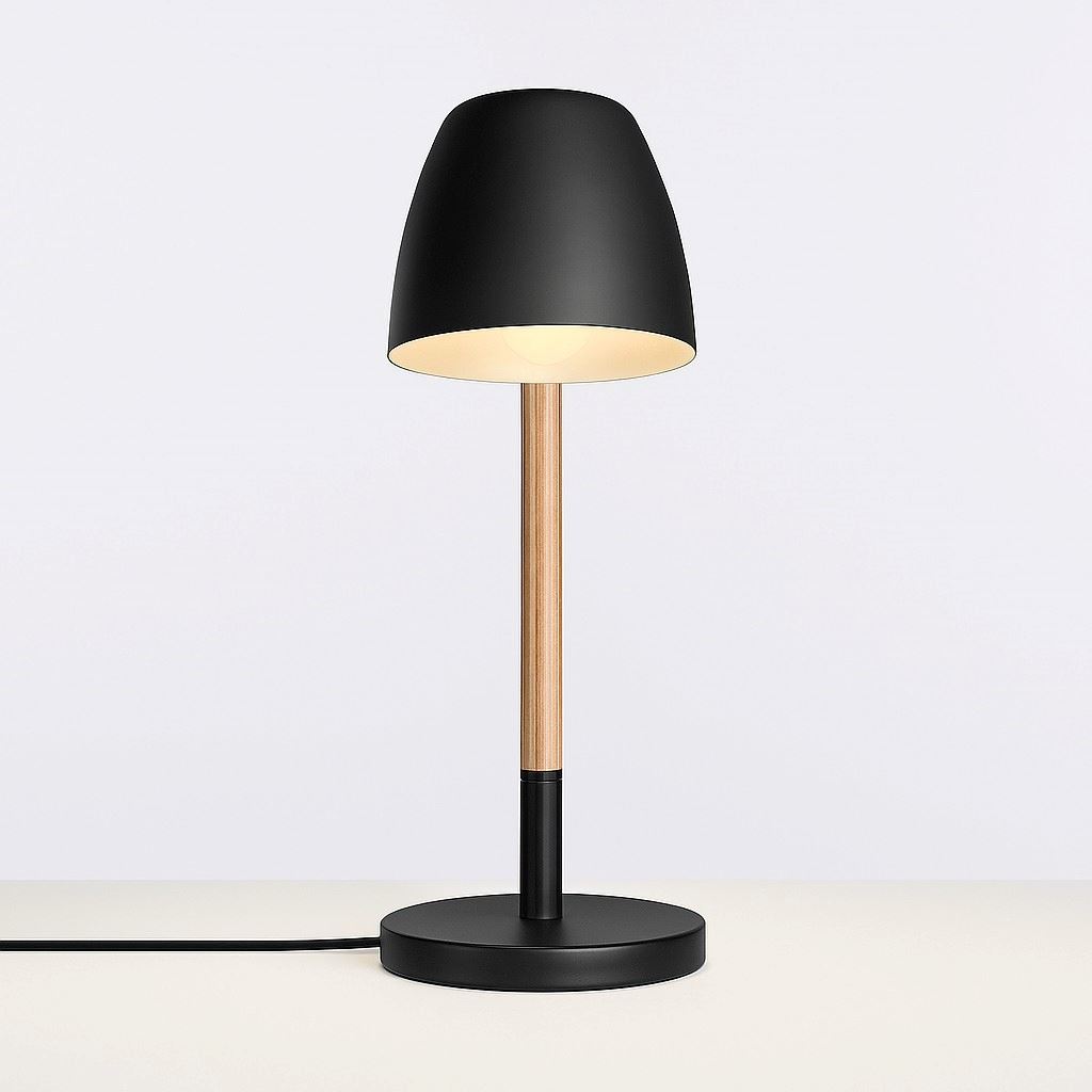 Lámpara de Estilo Nórdico para Living Luz Cálida con Soporte de Madera